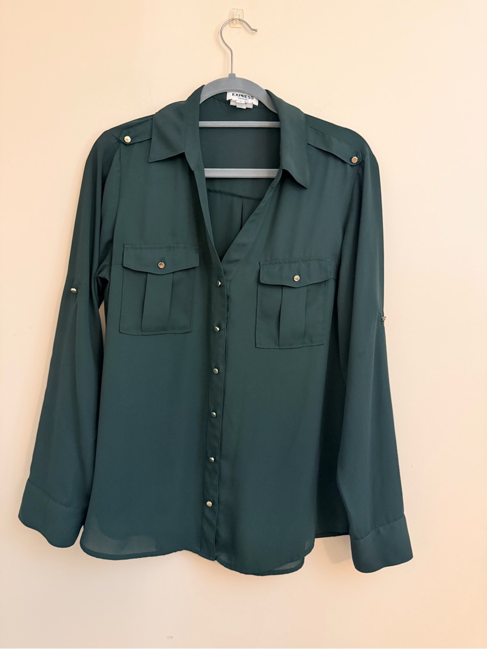 Express Women's Forest Green Portofino Shirt